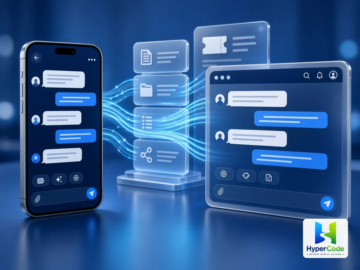 Conversaciones de un chatbot de IA en un teléfono y en una ventana de chat web conectadas a una fuente de conocimiento