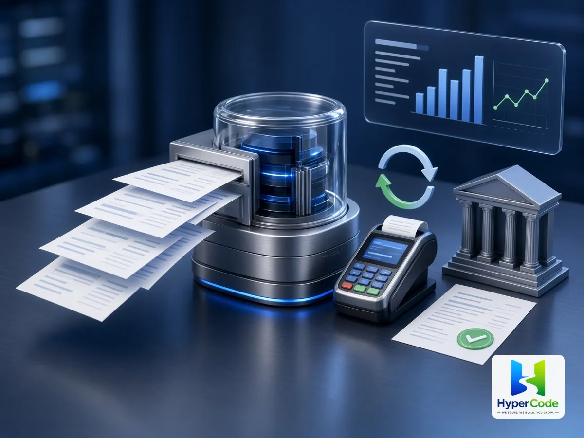 Facturación automatizada que genera facturas, pagos con tarjeta y gráficos de ingresos recurrentes