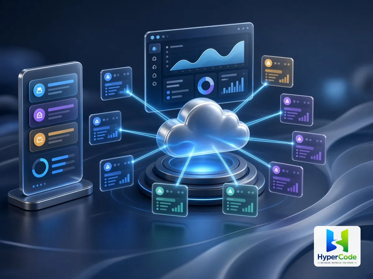Una plataforma SaaS en la nube que ofrece paneles de suscripción y espacios de trabajo por cliente